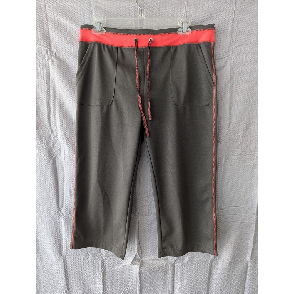 Silverwear New York Womens Small Athletic Crop Pants Gray Neon Coral Drawstring